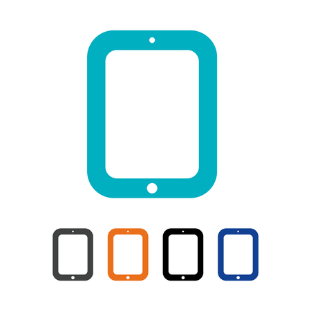 Grey, black, blue and orange color tablet set icon. Tablet icon for web design vector signのイラスト素材