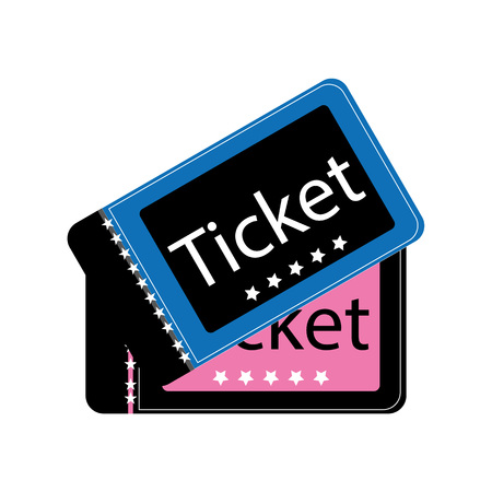 Tow cinema movie tickets vector . Ticket pink and blue color on white background.のイラスト素材