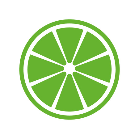 Green peace of lime or lemon front view on white background. Peace of green lemon vector.のイラスト素材