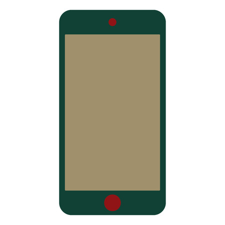 Green mobile phone smartphone with red camera nd menu button with cream color screen. Green mobile phone vector.のイラスト素材