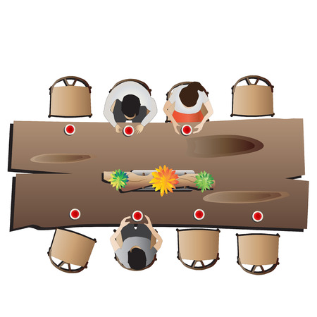 Dining furniture top view set 4 for interior, vector illustrationのイラスト素材