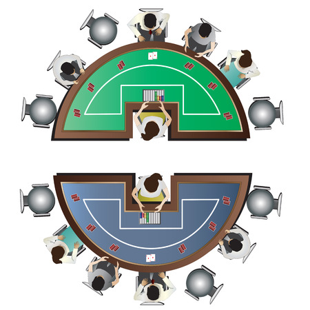 Casino furniture , Poker table top view set 6 for interior, vector illustrationのイラスト素材