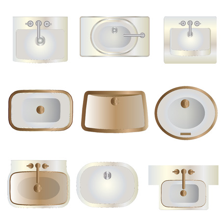 Bathroom , wash basin top view set 11 for interior , vectorのイラスト素材