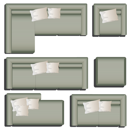 Furniture top view set 38 for interior ,vector illustration, black sofa ...