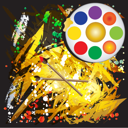 Abstract painting on black background, vector illustrationのイラスト素材