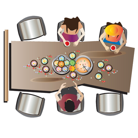 Furniture top view set, vector illustrationのイラスト素材