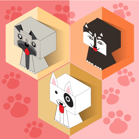 Set of isometric dogsのイラスト素材