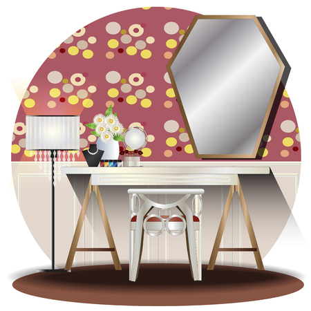 Dressing room elevation set with background for interior,vector illustrationのイラスト素材