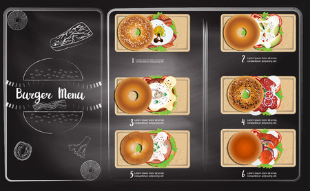 Burger menu in chalkboard backgroundのイラスト素材