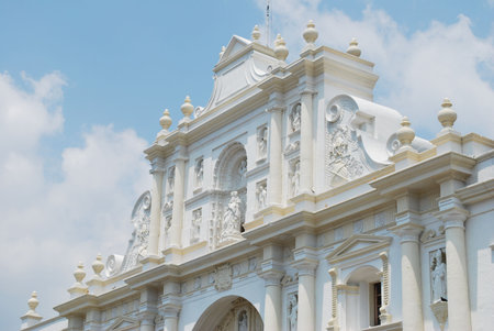 Beautiful Catholic Church in Antigua, Guatemalaの写真素材