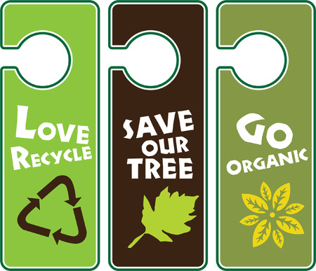 Go recycle, Go Organic label setのイラスト素材