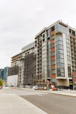 Ongoing construction and development of highrise buildings, downtown near Union Station.  Denver,...