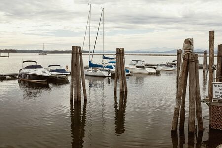 Burlington, Vermont - September 29th, 2019:  View of Lake Champlain waterfront on a cool Fall day in Burlington, Vermont.のeditorial素材