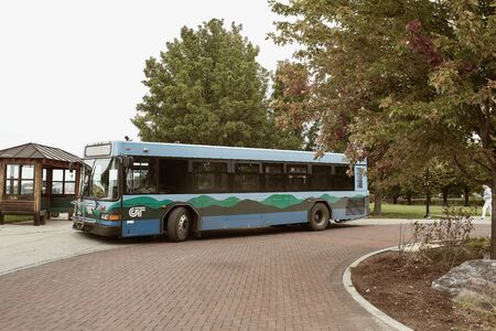 Burlington, Vermont - September 29th, 2019: Public bus in the waterfront district of Burlington, Vermont.のeditorial素材