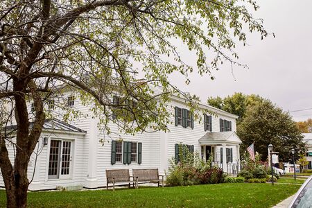 Dorset, Vermont - October 1st, 2019:  Historical Dorset Library on a cold, Fall day in the New England town of Dorset.のeditorial素材