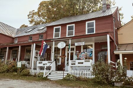 Peacham, Vermont - September 29th, 2019: Exterior of Peacham Corner Guild on a cool Fall day in the small New England town of Peacham, Vermontのeditorial素材