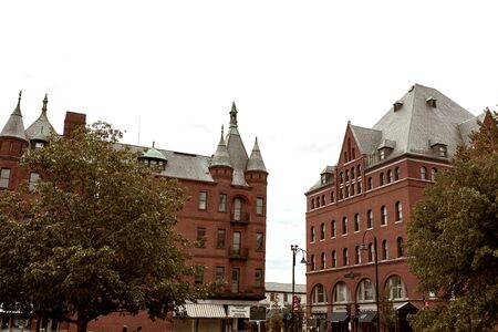 Burlington, Vermont - September 29th, 2019: Commercial stores and restaurants along pedestrian shopping mall Church Street Marketplace.のeditorial素材
