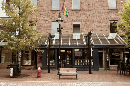 Burlington, Vermont - September 29th, 2019: Commercial stores and restaurants along pedestrian shopping mall Church Street Marketplace.のeditorial素材