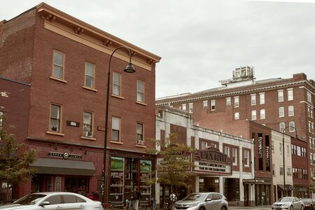 Burlington, Vermont - September 29th, 2019: Commercial stores and restaurants along pedestrian shopping mall Church Street Marketplace in Burlingtonのeditorial素材