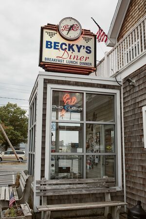 Portland, Maine - September 26th, 2019: Waterfront restaurant Becky's Diner in the Old Port district of Portland, Maine.のeditorial素材