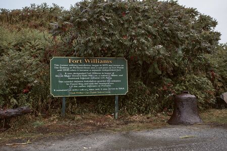 Cape Elizabeth, Maine - September 26th, 2019: Entrance Sign welcoming visitors to Portland Head Lighthouse in Cape Elizabeth, Maine.のeditorial素材