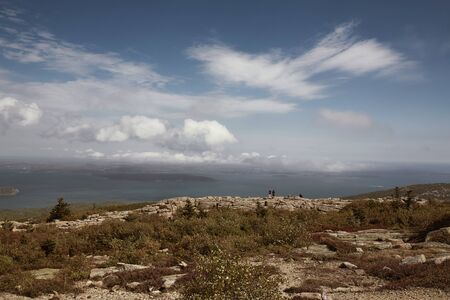 Mount Desert Island, Maine - September 27th, 2019:  People enjoying scenic view from the summit of Cadillac Mountain on Mount Desert Island, Maine.のeditorial素材