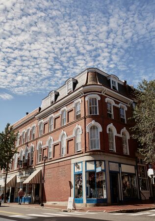 Portland, Maine - September 26th, 2019:  Exterior of brick buildings in historic Old Port district of Portland, Maine.のeditorial素材