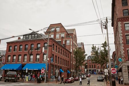 Portland, Maine - September 26th, 2019:  Exterior of brick buildings in historic Old Port district of Portland, Maine.のeditorial素材
