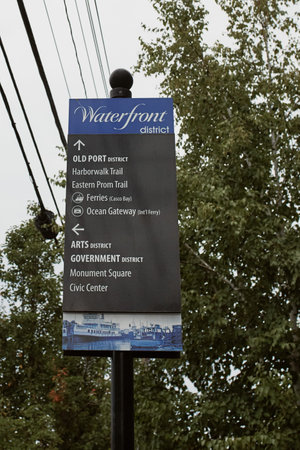 Portland, Maine - September 26th, 2019: Sign with directions to historic districts in Portland, Maine.のeditorial素材