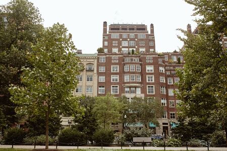 Boston, Massachusetts - October 3rd, 2019:  Foliage surrounding Boston Public Garden on a Fall day in the Back Bay neighborhoodのeditorial素材