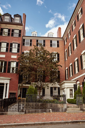 Boston, Massachusetts - October 3rd, 2019:  Exterior of Nichols House Museum in the historic Beacon...