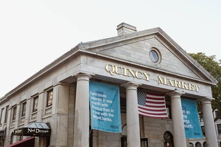 Boston, Massachusetts - October 4th, 2019: Exterior of Quincy Market on a Fall dayのeditorial素材