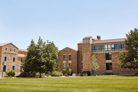 Boulder, Colorado - July 11th, 2019: Beautiful architecture and grounds on campus at the University...