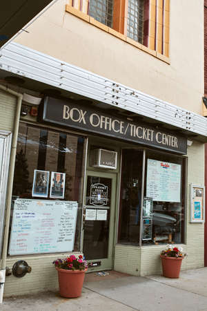Boulder, Colorado - May 27th, 2020:  Box office at entrance to Boulder Theater, temporarily closed due to Covid-19 pandemic.のeditorial素材