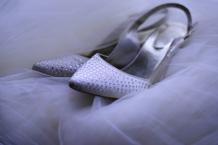 Bridal Shoes on Veilの写真素材