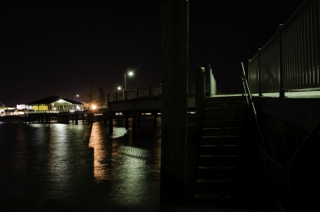 Pier at Redcliffe, Brisbane, night view in winterの写真素材