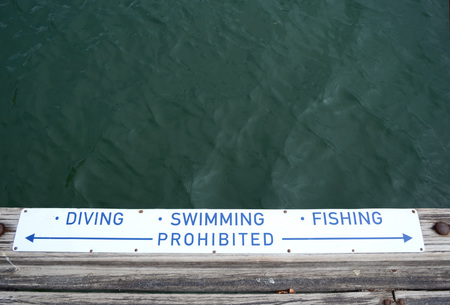 Diving, Swimming And Fishing Prohibited Signの写真素材