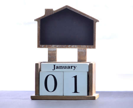 Image with cube block 01 and month January. Happy New Year conceptの写真素材