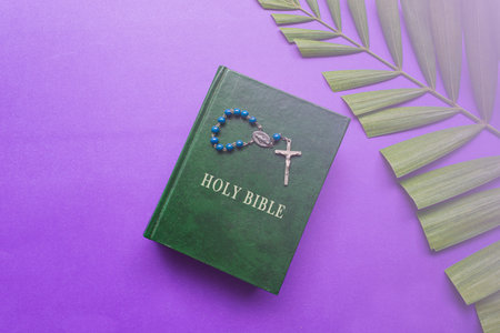 Good Friday, Palm Sunday, Ash Wednesday, Lent Season and Holy Week concept. The Holy Bible, cross...