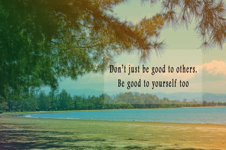 Motivational and inspirational quote on image blue ocean.の写真素材