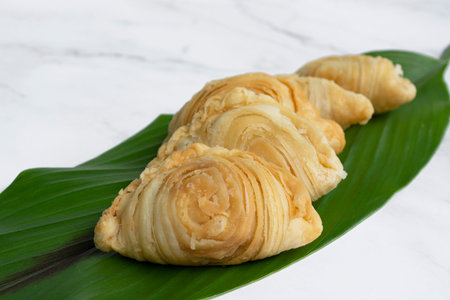 Malaysia popular and traditional snack Karipap or curry puff filled with potato fillings.