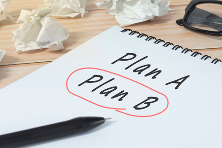 Notepad with text change the idea from Plan A to Plan B. Backup plan concept.の写真素材