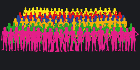 Silhouettes of people - large crowdの写真素材