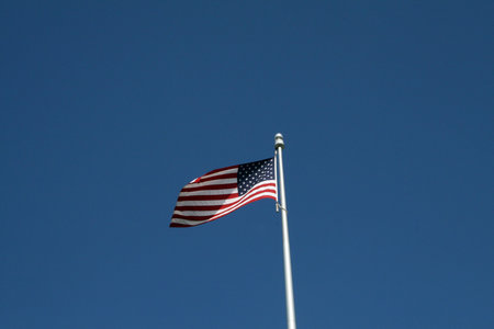 American flag blowing in the wind