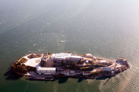 Aerial view of Alcatraz - Bay Area, San Franciscoの写真素材