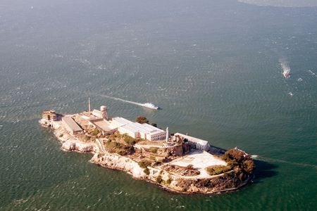 Aerial view of Alcatraz - Bay Area, San Franciscoの写真素材