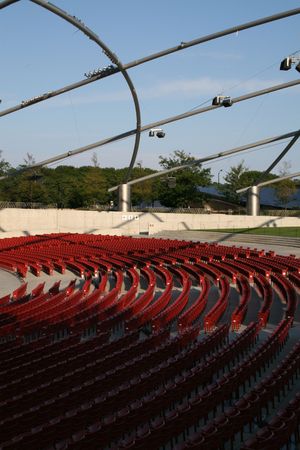 Empty seats at a stadiumの写真素材