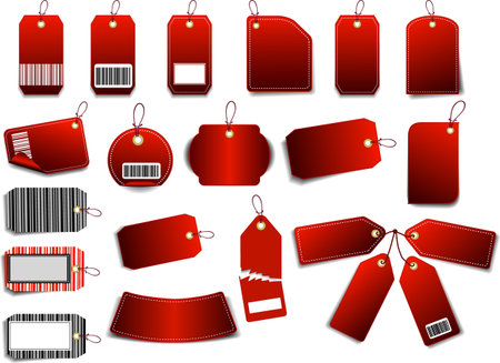 Red Sales Tag with space for text and barcode.のイラスト素材