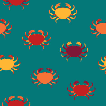 Colourful cartoon crabs seamless pattern. Vector children summer print.の写真素材