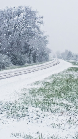 Snowing in the countryの写真素材